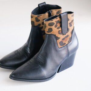 Cartel Western Style Black Leather  Booties